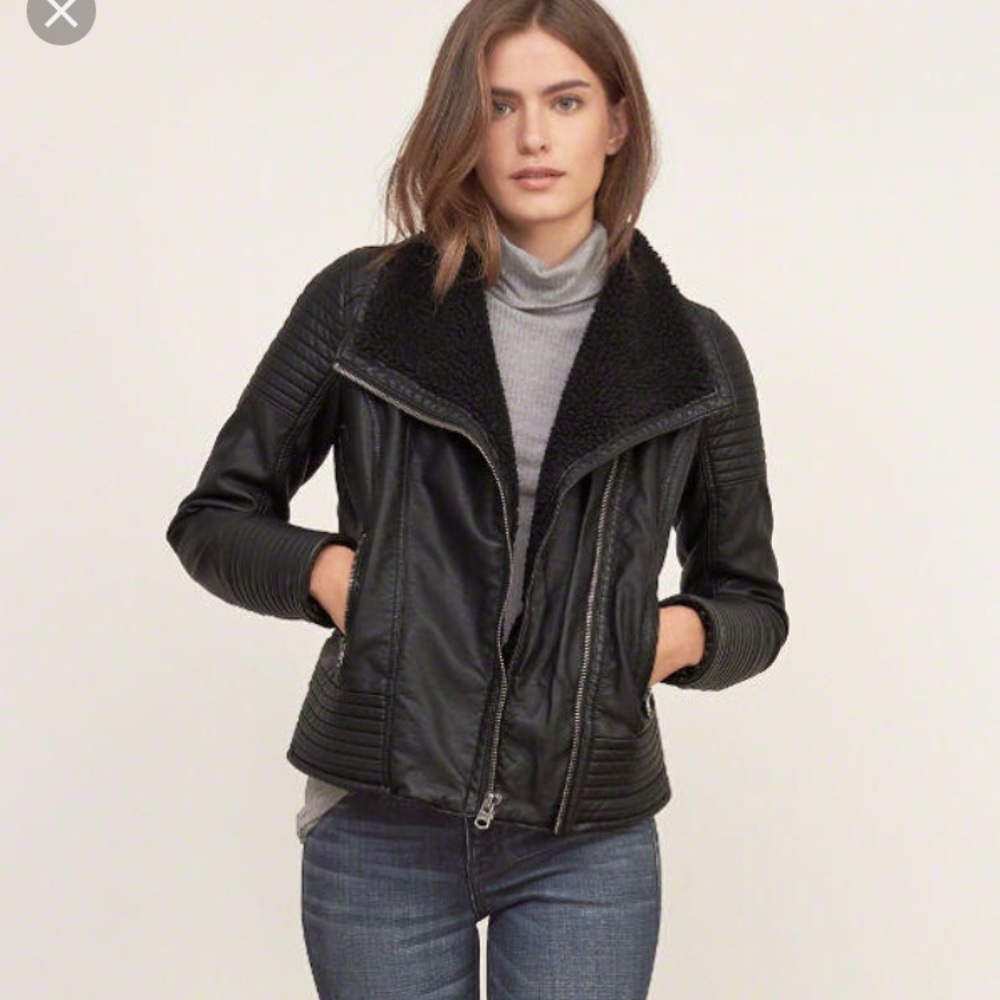 Sherpa lined leather jacket